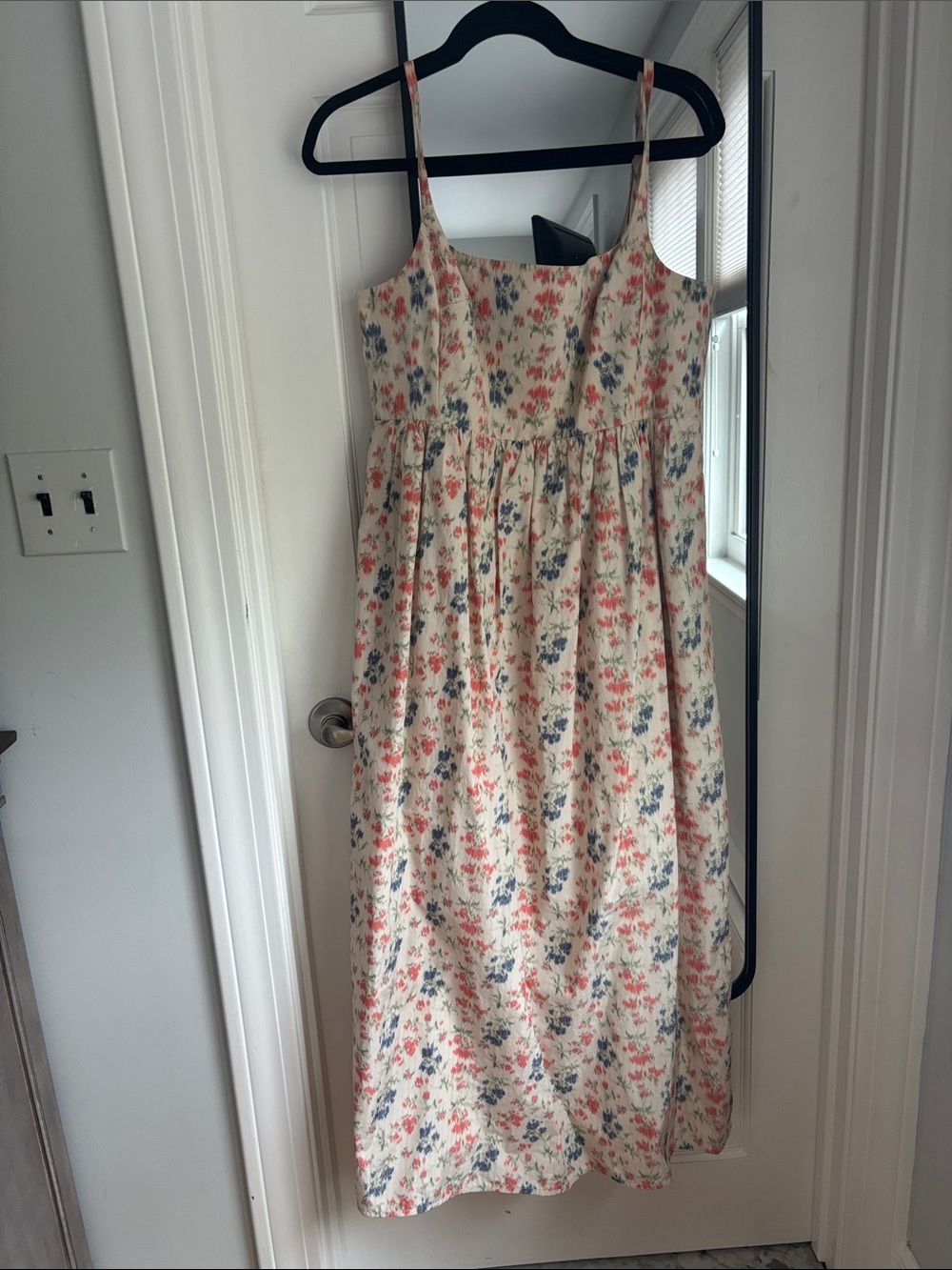 Rebecca Taylor Cream Floral Sundress with Pink & Blue Print